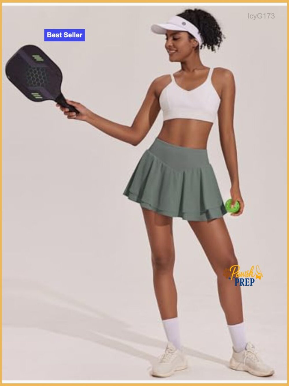 Pleated Tennis Skirt Double Ruffle Golf Skort Tummy Control with Pockets - Picture 6 of 7